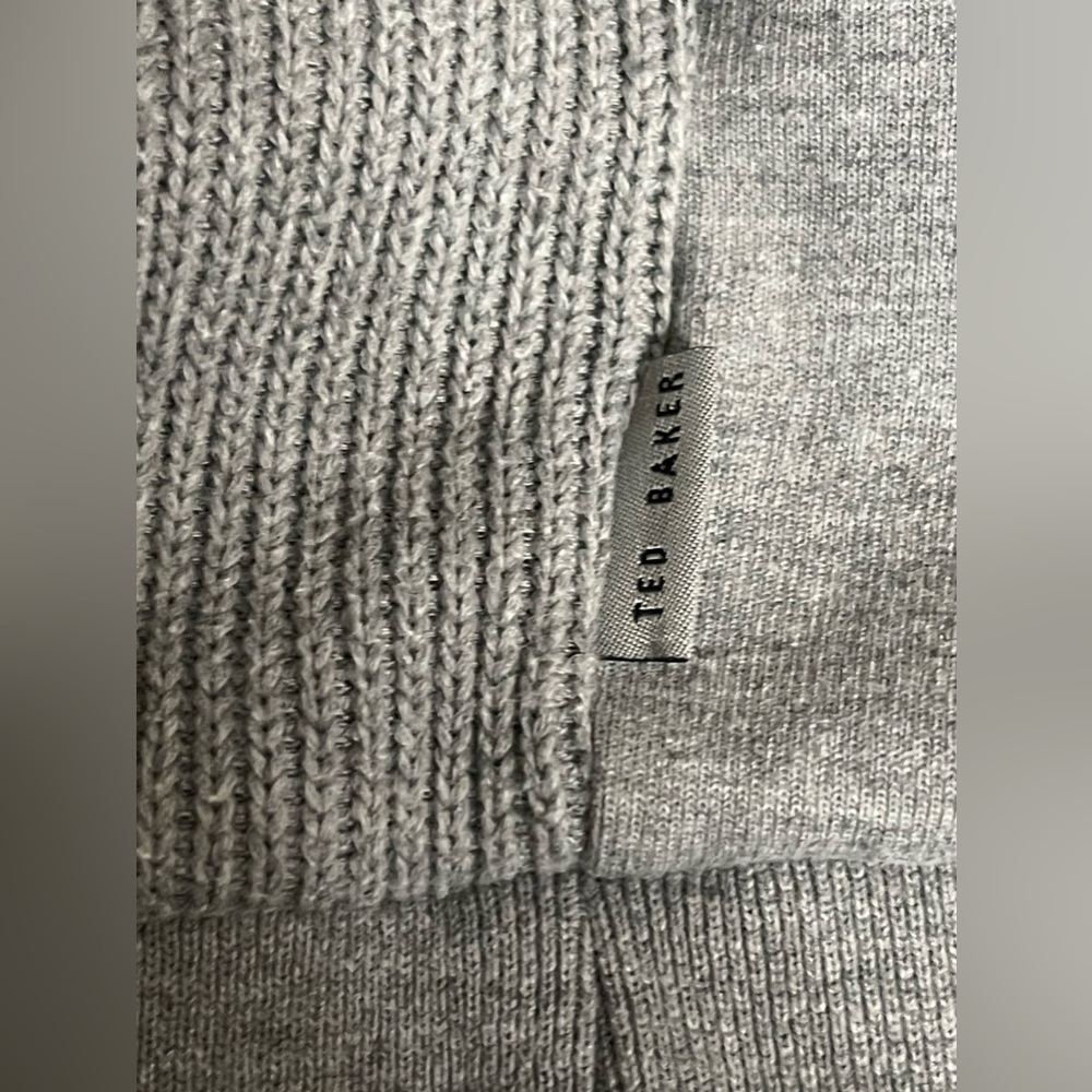 Ted Baker Gray Cotton-Knit Crewneck Casual Comfy Sweater Size 5 (XL) - Picture 6 of 9